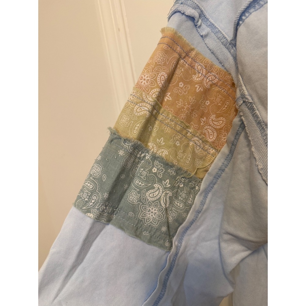 Blue Velvet Hoodie Women S/M Blue NWT Patchwork Bandana Boho Oversized 9253BT - Picture 5 of 11